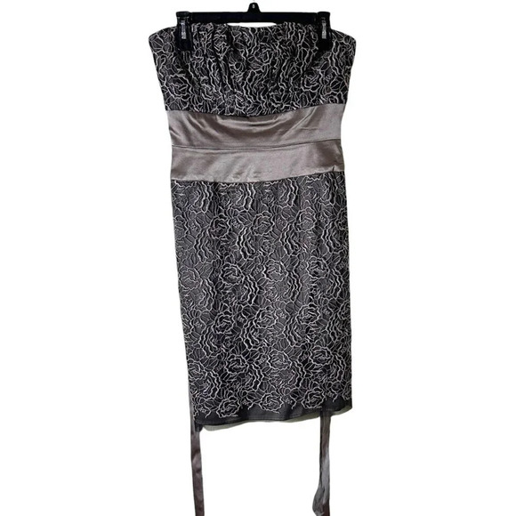 NWT Nordstrom SUZI CHIN Brown Lace & Satin Strapless Cocktail Dress Size 8 - Picture 1 of 10